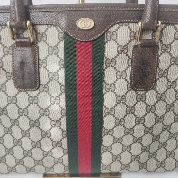 Auth Gucci GG Sherry Line Vintage 1980 Tote Bag